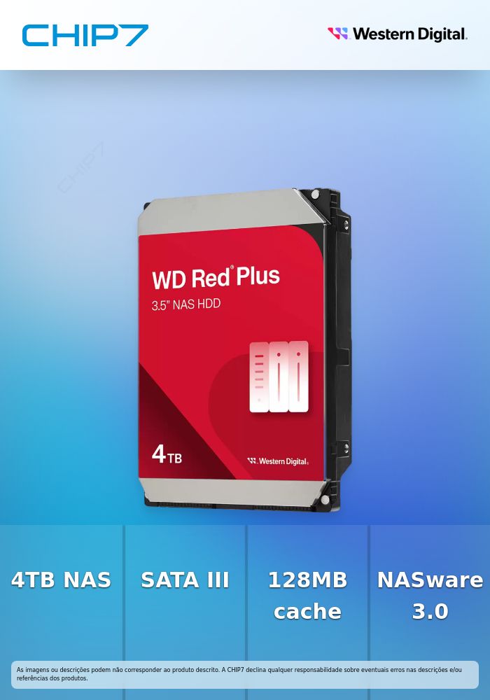 Disco Duro Western Digital WD Red Plus NAS 4TB/ 3.5