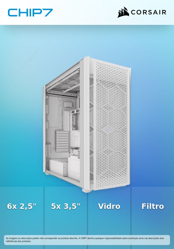 Caixa E-ATX Corsair 9000D RGB Airflow Branca Vidro Temperado