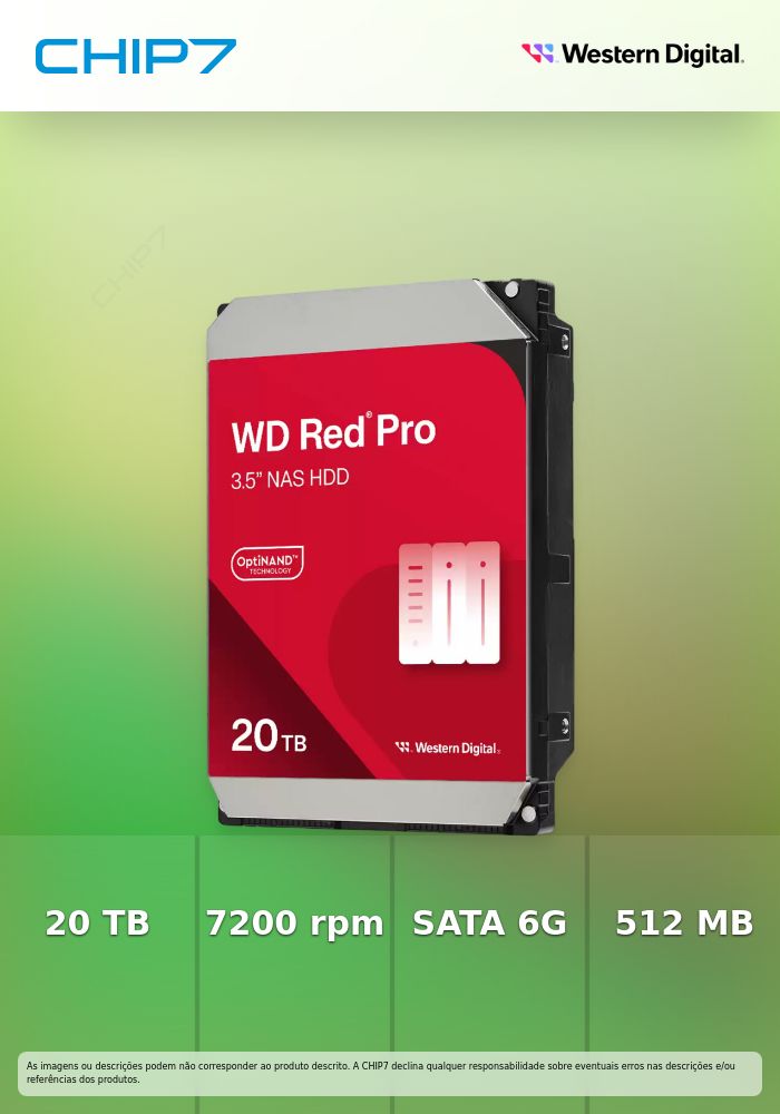 WD Red Pro WD202KFGX - Disco rígido - Enterprise - 20 TB - interna - 3.5