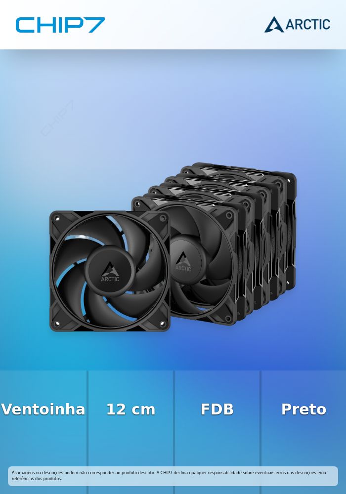 Ventoinha Arctic P12 PRO PWM PST 120mm (Pack 5)