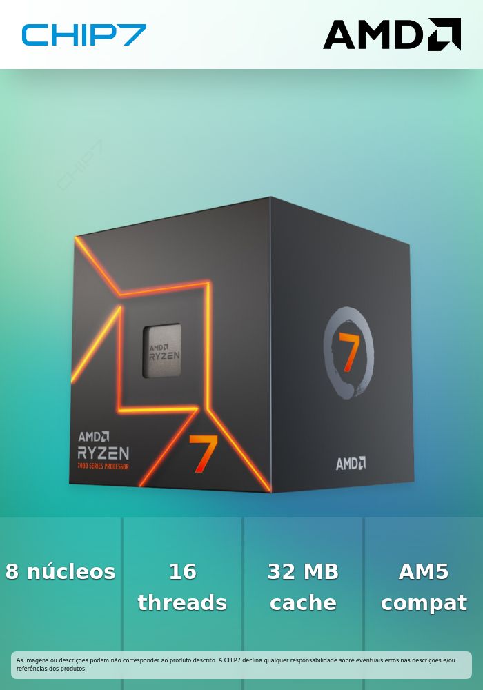 AMD Ryzen 7 7700 - 3.8 GHz - 8 núcleos - 16 threads - 32 MB cache - Socket AM5 - Box