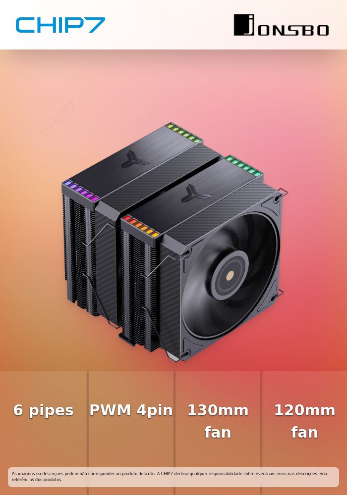 Cooler CPU Jonsbo HX6280 Preto - 130mm