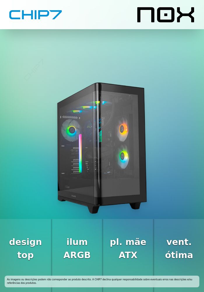 Nox Hummer ETHER - Mid Tower ATX com Vidro Temperado Curvo ARGB - Preto