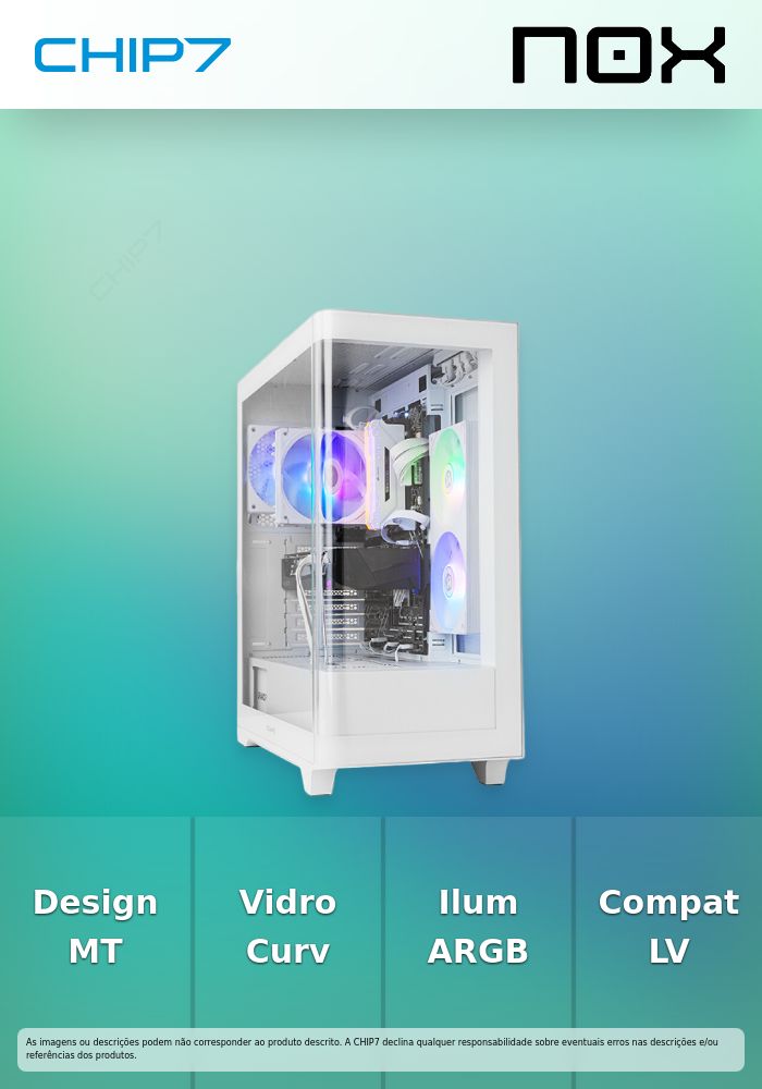 Nox Hummer ETHER - Mid Tower ATX com Vidro Temperado Curvo ARGB - Branco