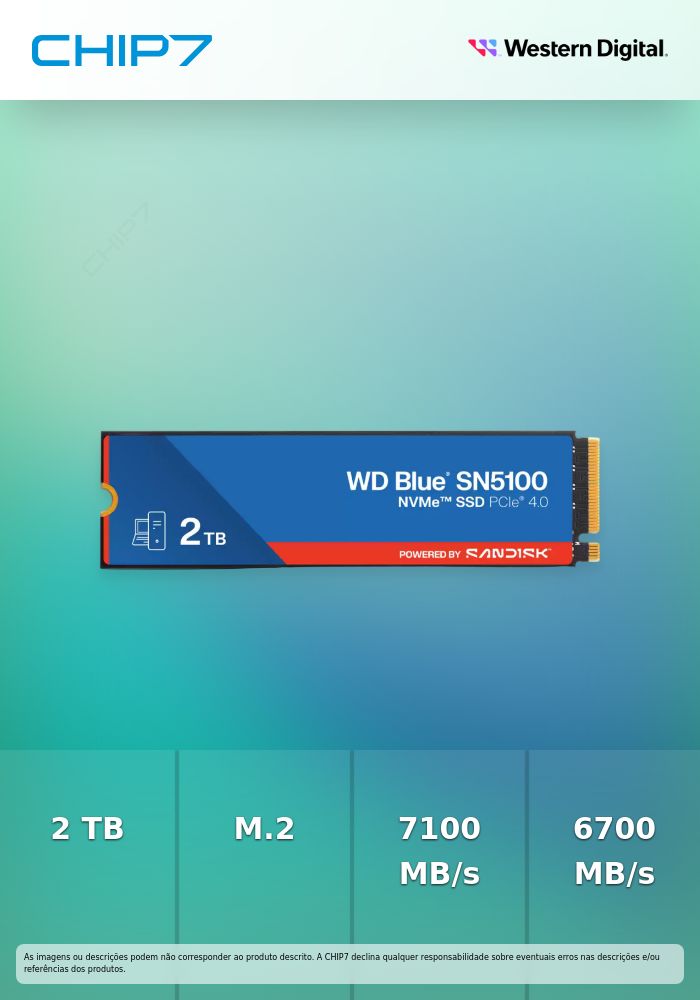 Disco SSD Western Digital Blue SN5100 2TB Gen4 M.2 NVMe (7100/6700MB/s)