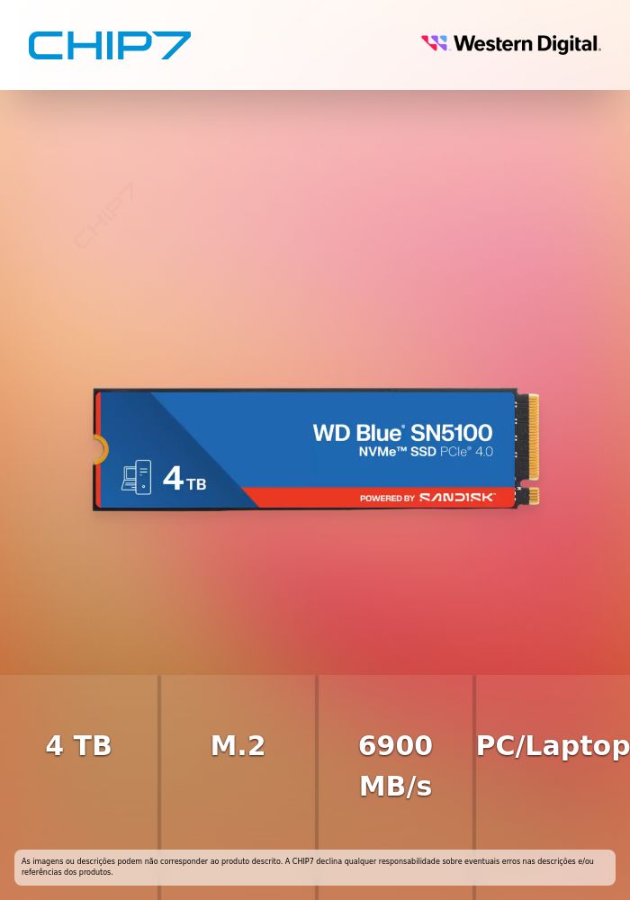 Disco SSD Western Digital Blue SN5100 4TB Gen4 M.2 NVMe (6900/6700MB/s)