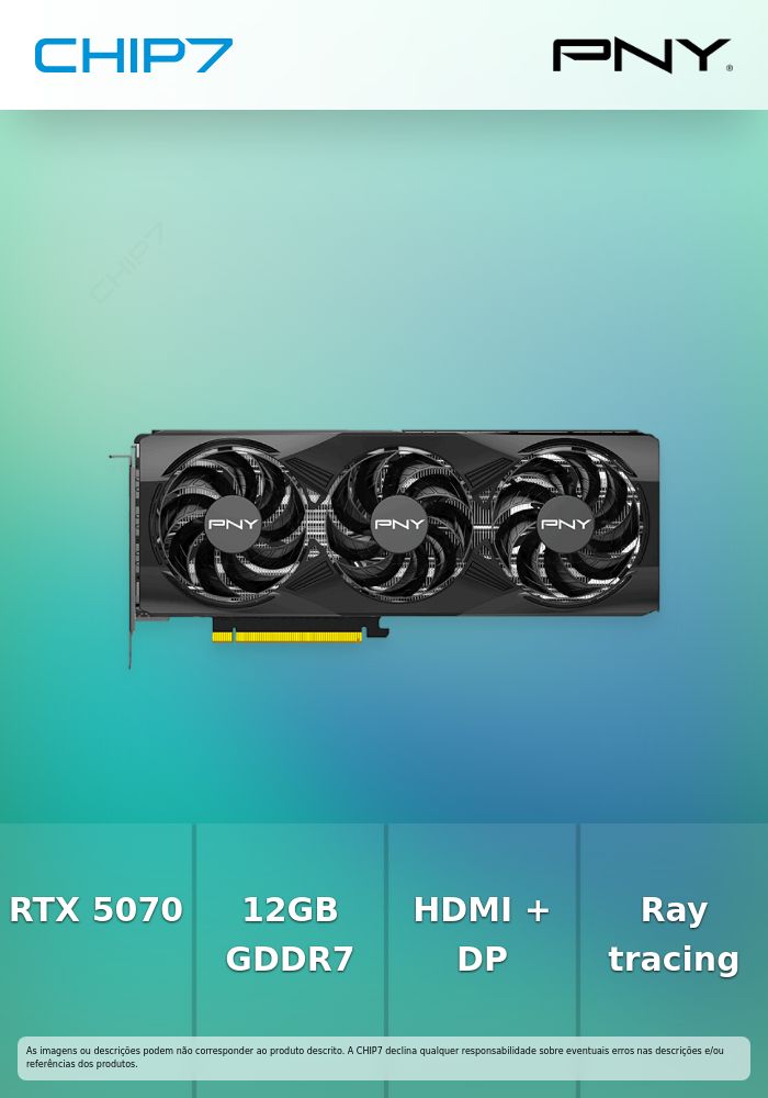 PNY VGA RTX 5070 12GB GDDR7 GEFORCE NVIDIA HDMI 3DP
