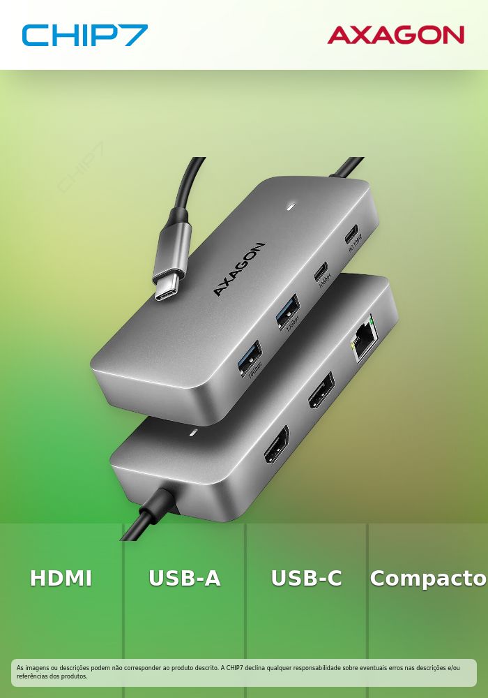 HUB AXAGON HMC-CUB83X2 1x HDMI + 1x DP + 2x USB-A + 1x USB-C + PD 100W, USB-C cable 15 cm