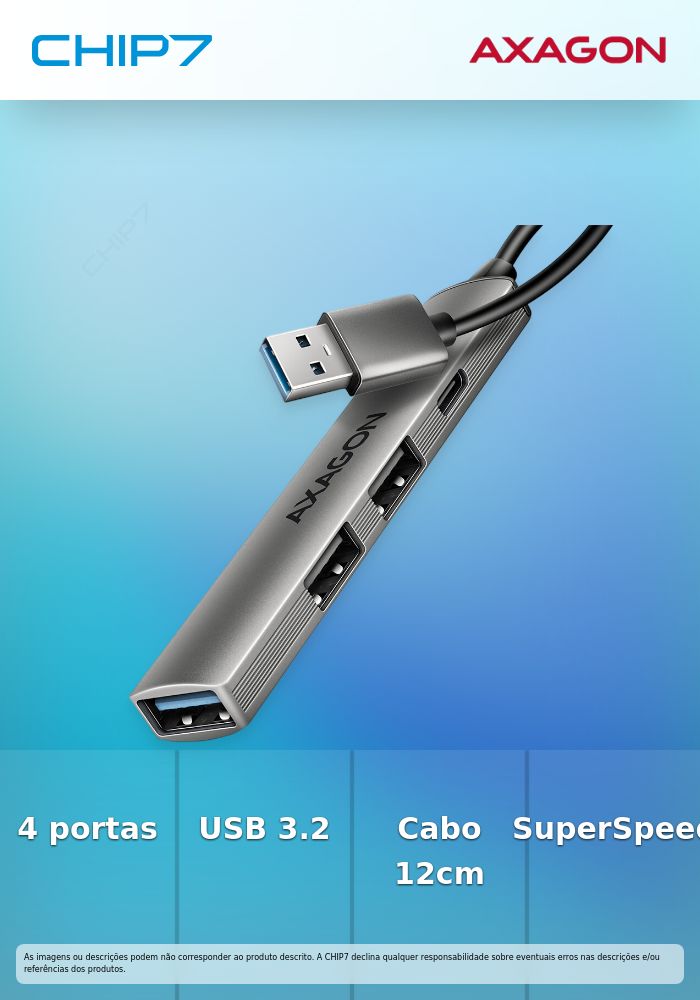 HUB USB AXAGON HUE-STA 1x USB-A 5Gbps + 2x USB-A + 1x USB-C, cabo USB-A 12 cm