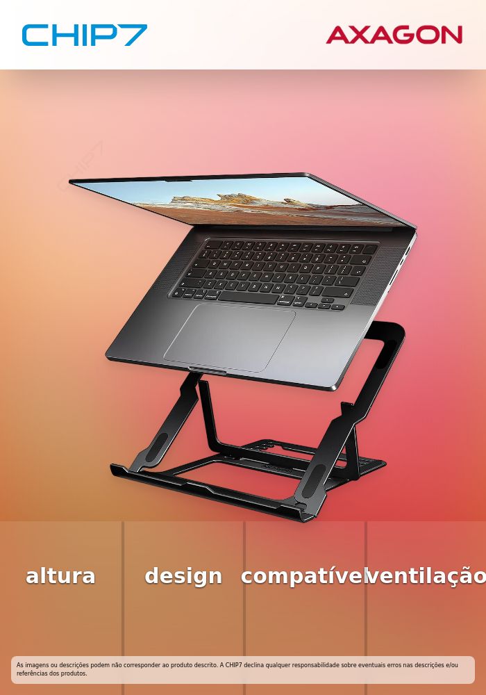 Suporte Elevatório AXAGON STND-LAB  para Portáteis Regulável Aluminio Preto