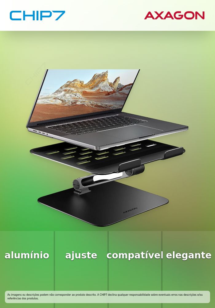 Suporte Elevatório AXAGON STND-LQB  para Portáteis Regulável Aluminio Preto