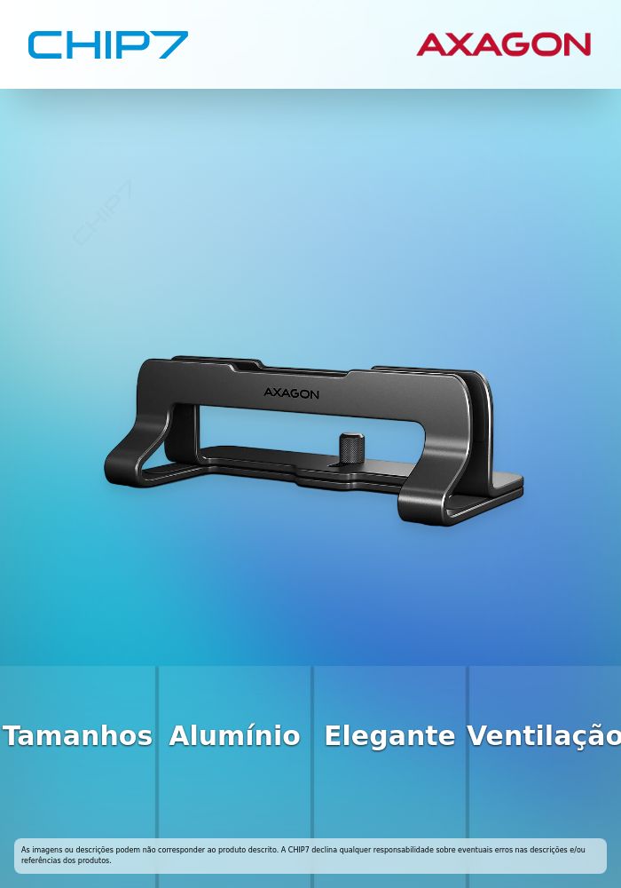 Suporte Vertical AXAGON STND-VB  para Portáteis Regulável Aluminio Preto