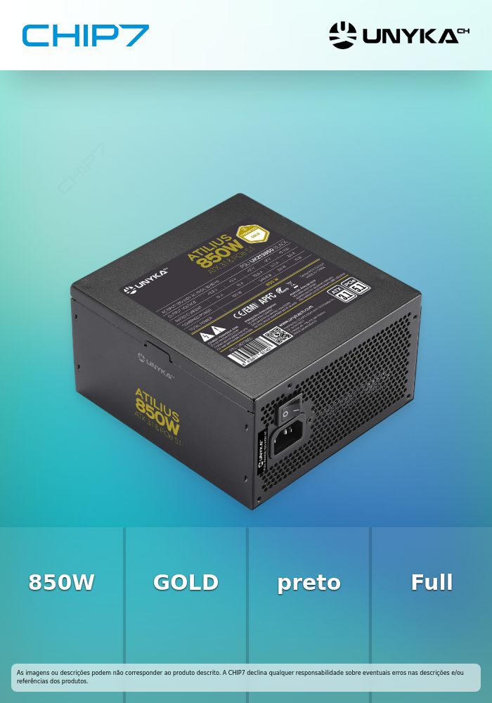 Fonte de Alimentação Gaming Atilius 3.1 850W-BLACK - GOLD Full Range