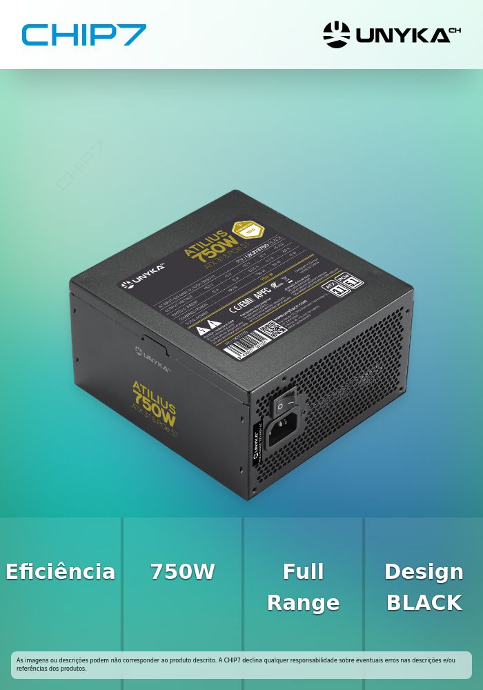 Fonte de Alimentação Gaming Atilius 3.1 750W-BLACK - GOLD Full Range