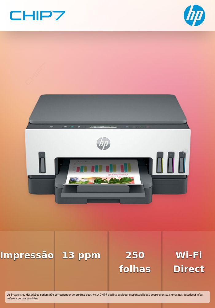 HP Smart Tank 7008 All-in-One Color Inkjet A4 13ppm 250 sheets USB 2.0 Wi-Fi Direct Print Scan Copy Wireless