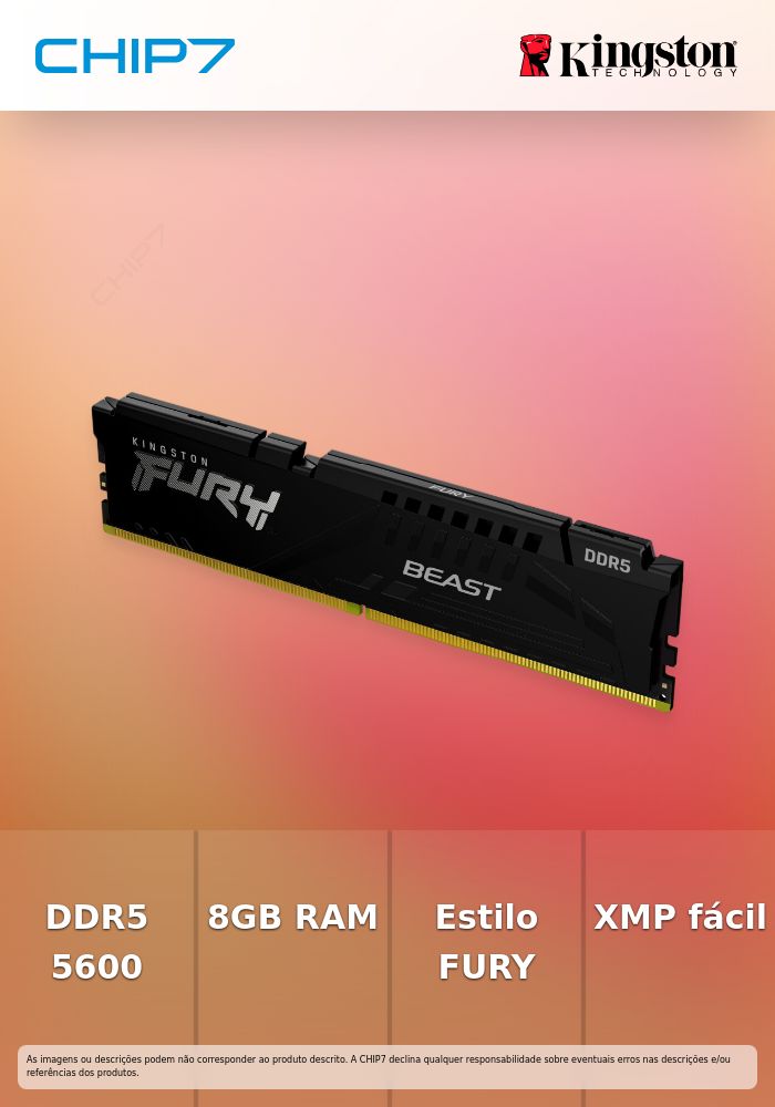 KINGSTON MEM 8GB 5600MT/s DDR5 CL40 DIMM FURY BEAST BLACK XMP