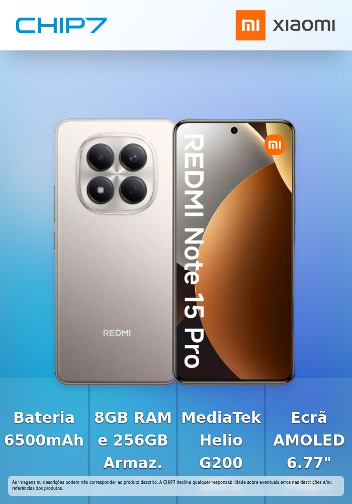 Smartphone Xiaomi Redmi Note 15 Pro 256GB/8GB DualSIM Titânio Cinza