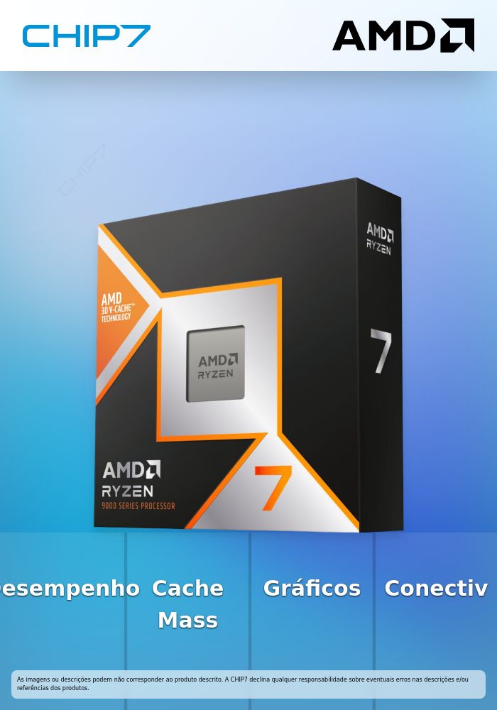 Processador AMD Ryzen 7 9850X3D 8-Core (4.7GHz-5.6GHz) 104MB AM5