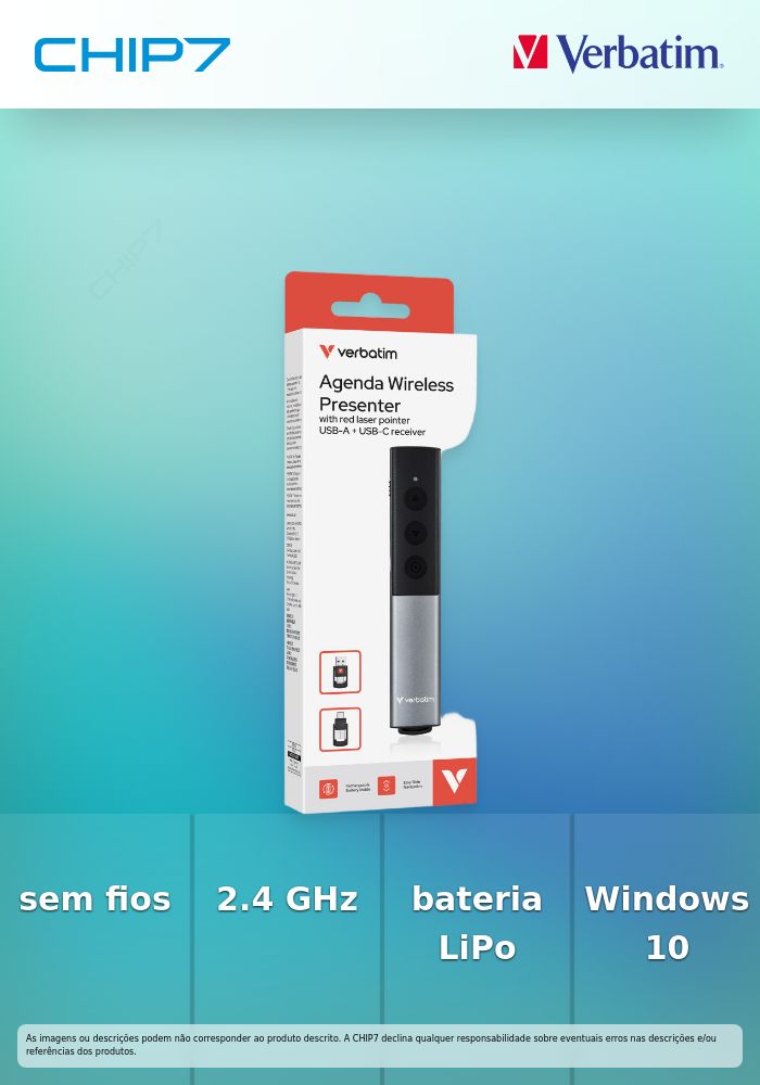 VERBATIM APRESENTADOR LASER WIRELESS C/ BATERIA ALUMINIO C/BOLSA