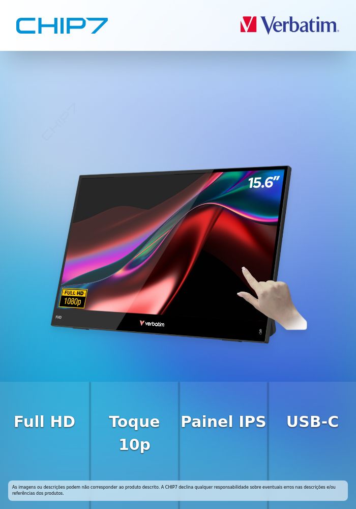 VERBATIM MONITOR PORTATIL TOUCH 15.6