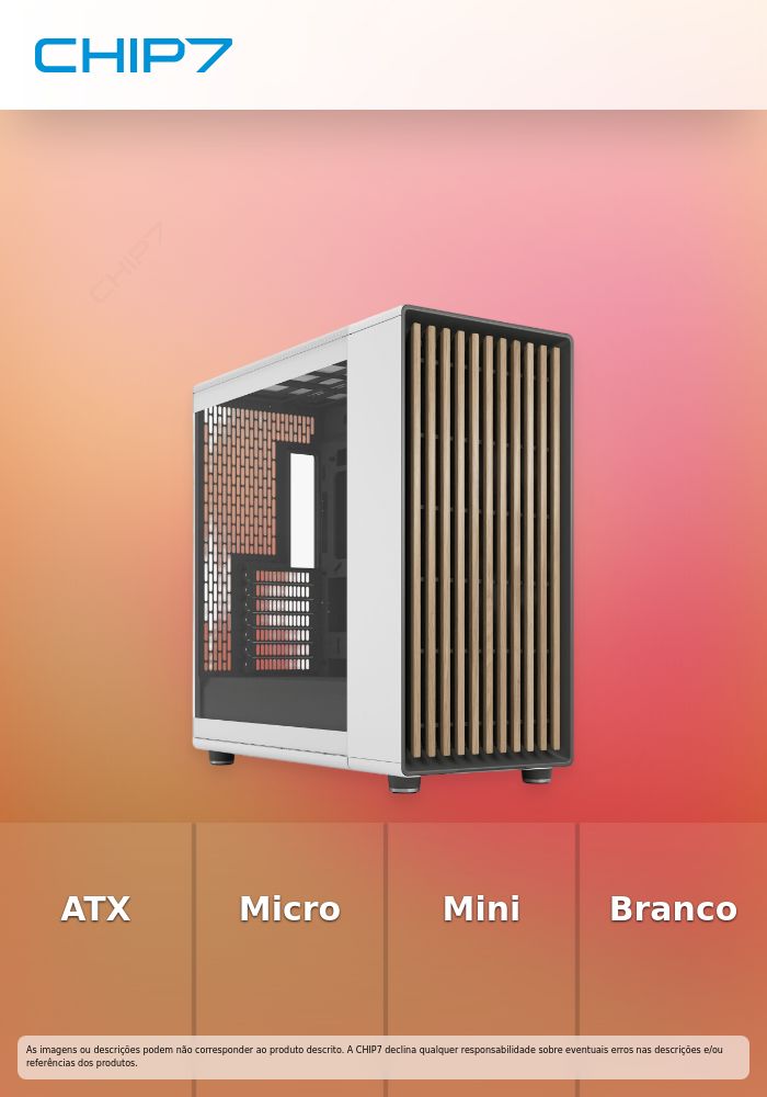 Caixa E-ATX Fractal Design North XL Chalk White TG Clear Reverse Connector