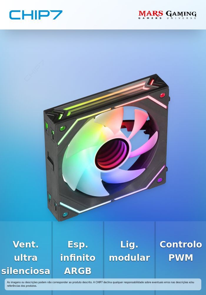 Ventoinha 120mm Mars Gaming MF-LINKFINITY 2000RPM Infinity Mirror ARGB 4 Pinos PWM Preta