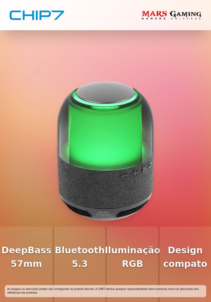 Coluna Portátil Mars Gaming MS-FLOW 360º RGB Bluetooth 15W Preta
