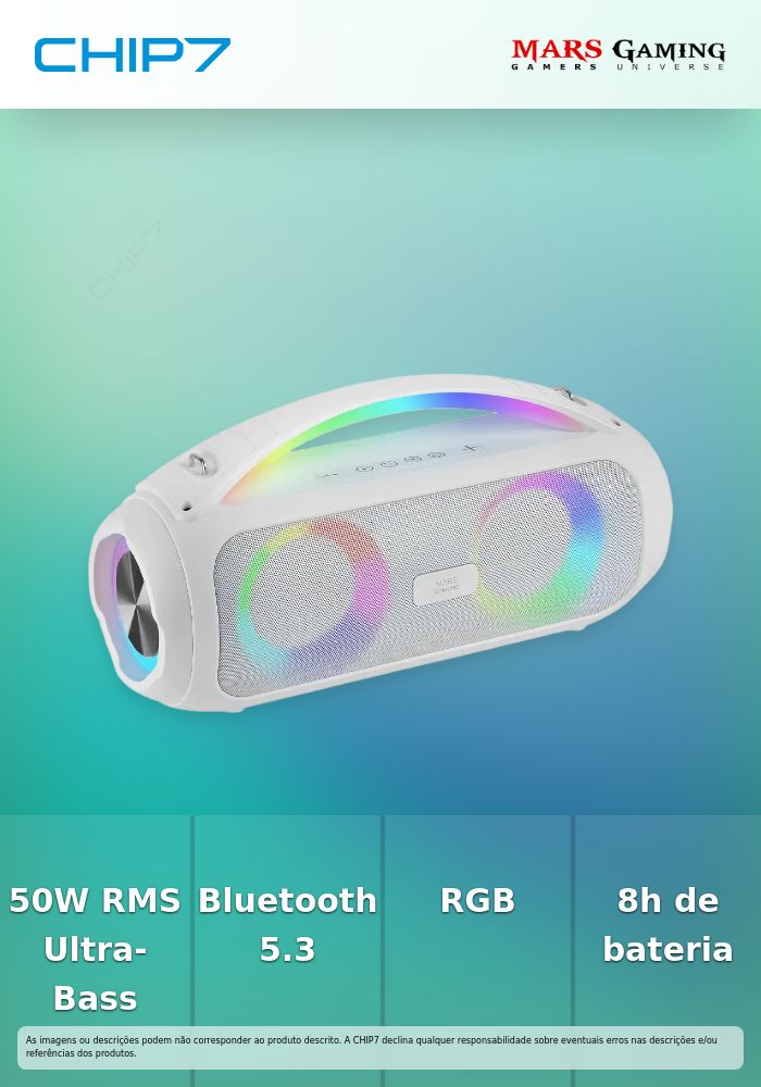 Coluna Portátil Mars Gaming MS-PULSE RGB Bluetooth 50W Branca