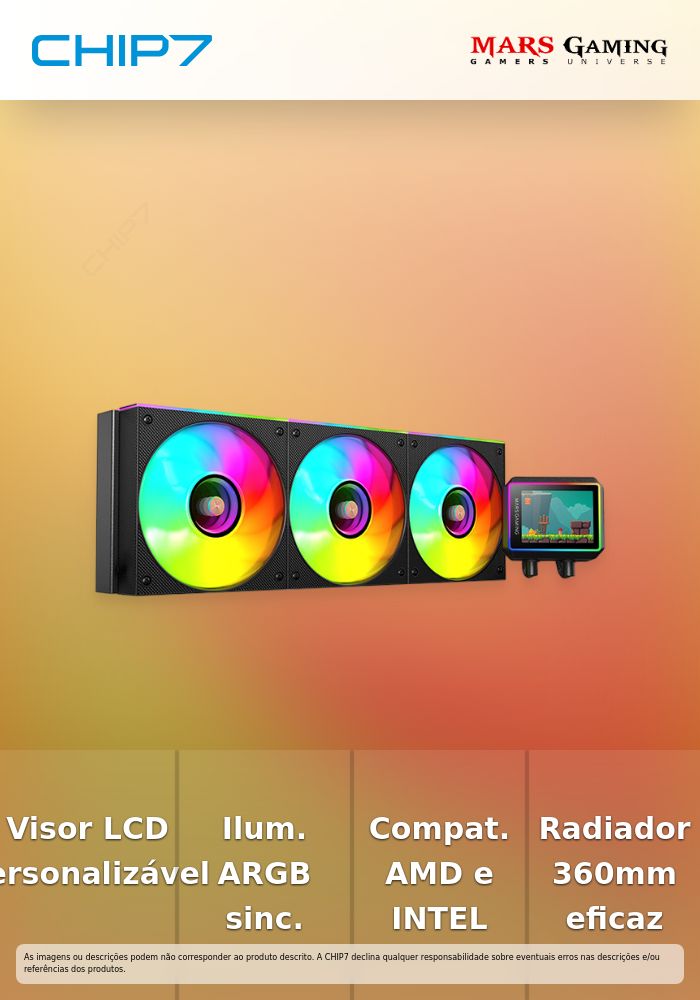 Watercooler CPU Mars Gaming ML-VISIONII360 LCD ARGB Preto