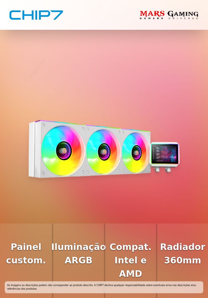 Watercooler CPU Mars Gaming ML-VISIONII360W LCD ARGB Branco