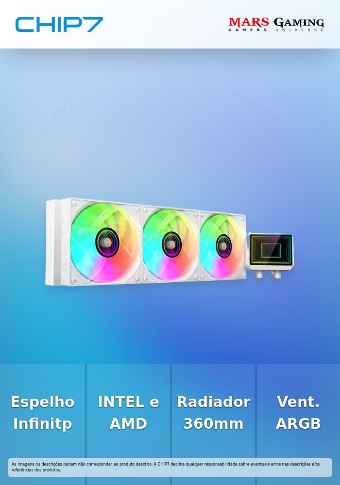 WaterCooler CPU Mars Gaming MLTWO360W ARGB Infinity Mirror Branco