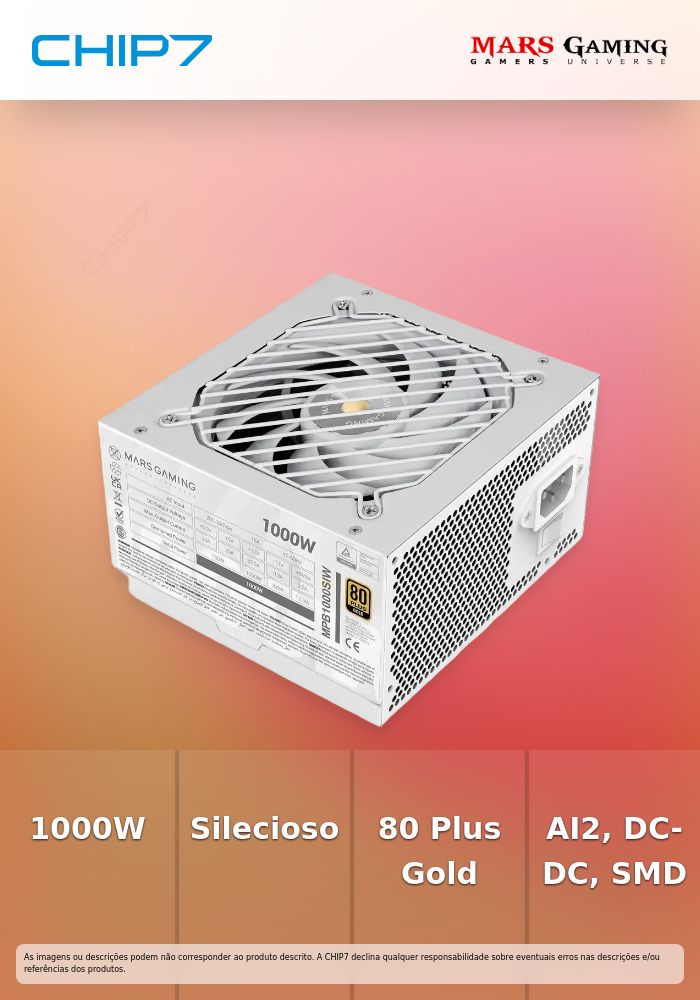 Fonte de Alimentação ATX Mars Gaming MPB1000SI 1000W 80 Plus Gold Branca