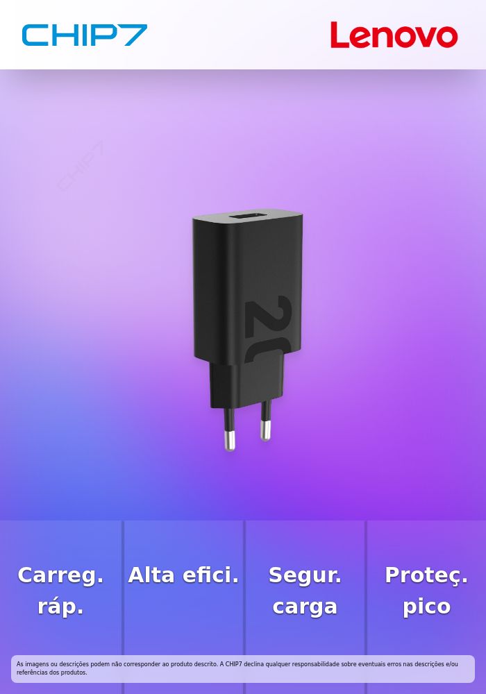 Carregador de Parede Lenovo 20W USB-A Quick Charge 3.0