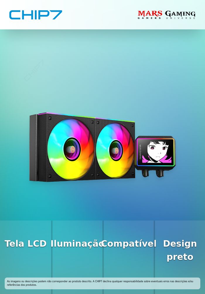 WaterCooler CPU Mars Gaming ML-VISIONII240 LCD ARGB Preto