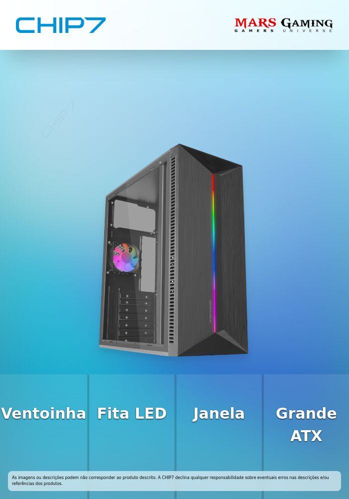 Caixa ATX Mars Gaming MC-BLAZE FRGB Tempered Glass Preta