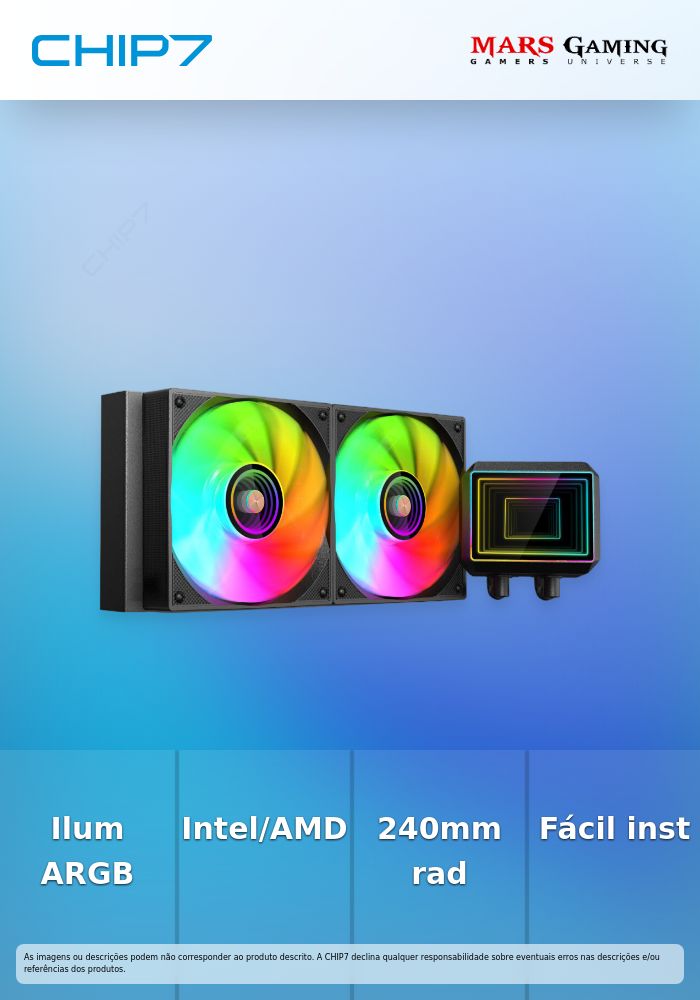 Watercooler CPU Mars Gaming MLTWO240W ARGB Infinity Mirror Preto