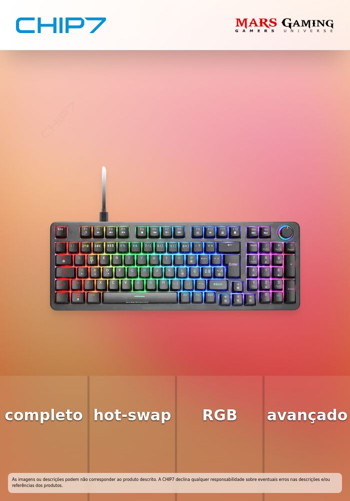 Teclado Mecânico Mars Gaming MKPROYPT RGB Yellow Switch Layout PT Preto