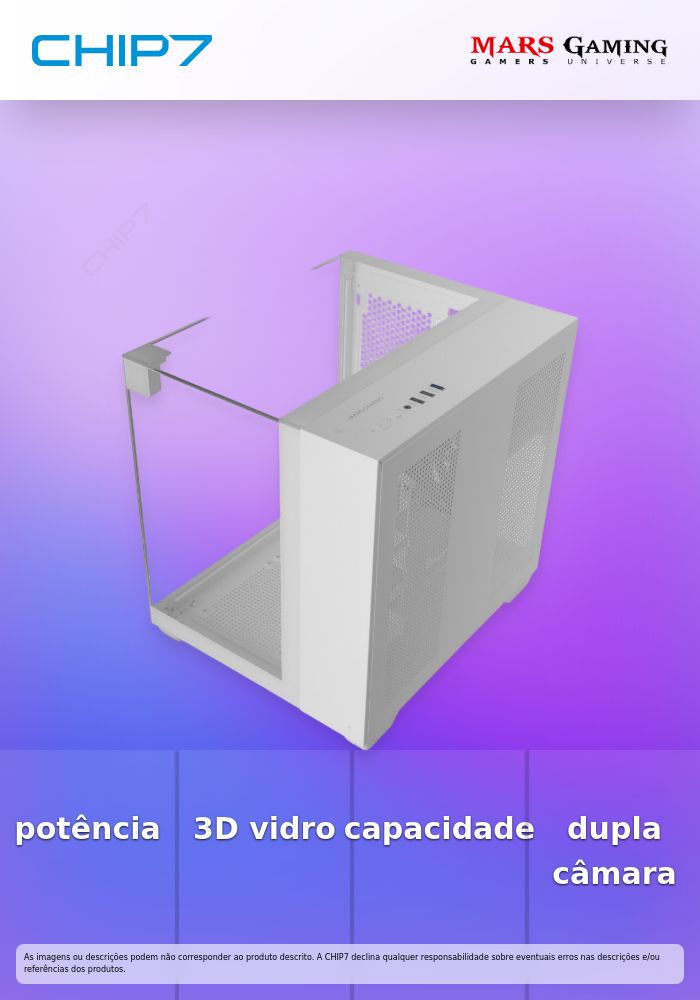 Caixa Micro-ATX Mars Gaming MC-VISIONM Compact Gaming Tempered Glass Branca