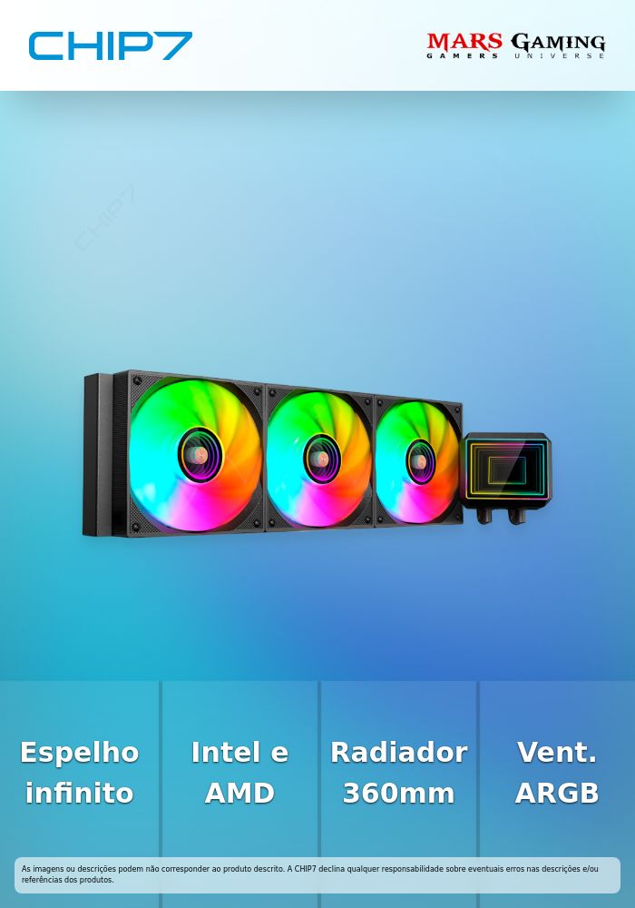WaterCooler CPU Mars Gaming MLTWO360W ARGB Infinity Mirror Preto