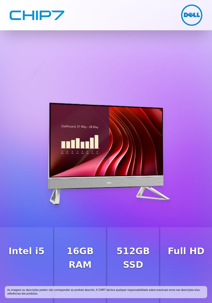Dell 24 All-in-One EC24250 - All-in-one Core 5 120U / até 5 GHz - RAM 16 GB - SSD 512 GB - NVMe - Intel Graphics - Gigabit Ethernet, Bluetooth, IEEE 802.11ax (Wi-Fi 6E) - Win 11 Pro - monitor: LED 23.8