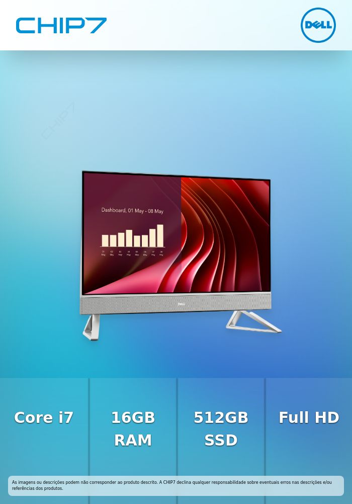 Dell 24 All-in-One EC24250 - All-in-one Core 7 150U / até 5.4 GHz - RAM 16 GB - SSD 512 GB - NVMe - Intel Graphics - Gigabit Ethernet, Bluetooth, IEEE 802.11ax (Wi-Fi 6E) - Win 11 Pro - monitor: LED 23.8