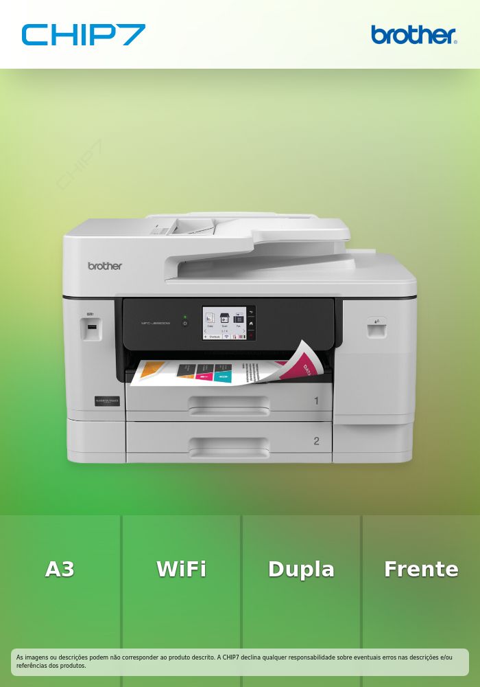 MFCJ6960DW - Impressora multifunções de tinta profissional até A3, WiFi e Gigabit Ethernet, dupla bandeja e frente e verso automático até A3 em todas as funções