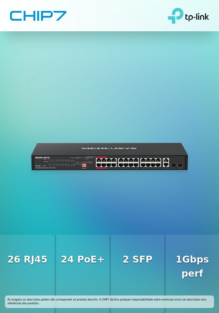 TP-LINK MERCUSYS POE SWITCH 26X 1GB PS RJ45 + 2X SFP 24X POE +