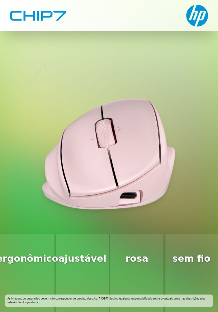 Rato ergonómico com inclinação HP 720M - Rosa 