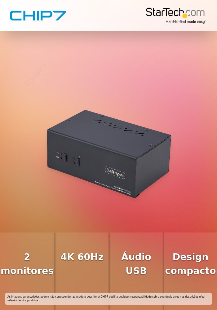 StarTech.com 2-Port Dual-Monitor DisplayPort en HDMI KVM Switch, 4K 60Hz - Chave de KVM / áudio / USB - 2 x KVM / áudio / USB - 1 utilizador local - desktop - Compatível com TAA