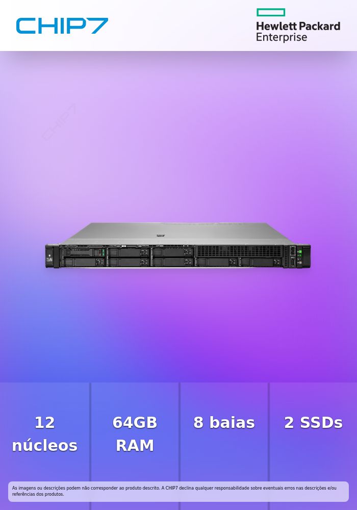 HPE DL320 GEN12 6505P 12C 1X64GB-R 8SFF MR408I-O 2X480GB SSD 2X1000W PS EU SERVE