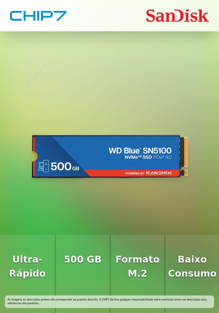 WD Blue SN5100 - SSD - 500 GB - interna - M.2 2280 - PCIe 4.0 (NVMe)