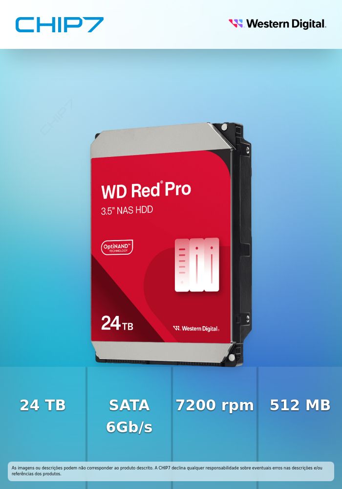 WD Red Pro WD241KFGX - Disco rígido - Enterprise - 24 TB - interna - 3.5