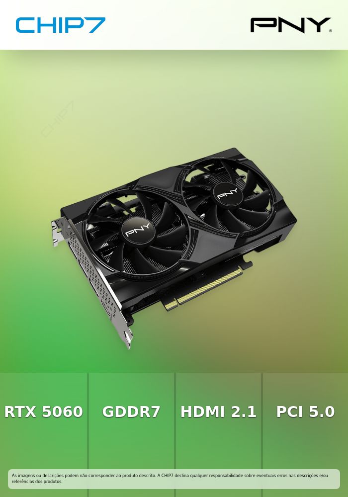 Placa Gráfica PNY GeForce RTX 5060 8GB Dual Fan