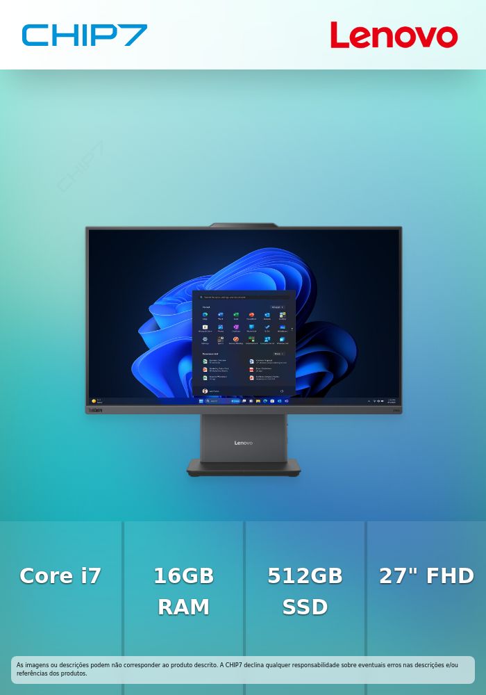 Computador All in One Lenovo - Intel Core 7 240H / 16GB DDR5 / 512GB SSD / 27